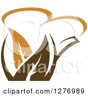 Clipart Of A Leafy Brown Tea Pot 8 Royalty Free Vector Illustration