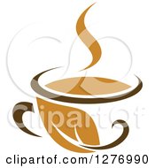 Clipart Of A Leafy Brown Tea Cup 24 Royalty Free Vector Illustration