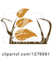 Clipart Of A Leafy Brown Tea Pot 7 Royalty Free Vector Illustration