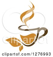 Clipart Of A Leafy Brown Tea Cup 26 Royalty Free Vector Illustration