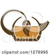 Clipart Of A Leafy Brown Tea Pot 9 Royalty Free Vector Illustration