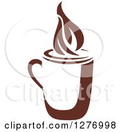 Clipart Of A Dark Brown And White Steamy Coffee Cup 29 Royalty Free Vector Illustration