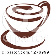 Clipart Of A Dark Brown And White Coffee Cup 2 Royalty Free Vector Illustration