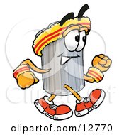 Garbage Can Mascot Cartoon Character Speed Walking Or Jogging