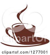 Clipart Of A Dark Brown And White Steamy Coffee Cup 38 Royalty Free Vector Illustration
