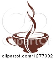 Clipart Of A Dark Brown And White Steamy Coffee Cup 39 Royalty Free Vector Illustration