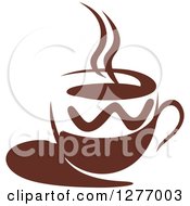 Clipart Of A Dark Brown And White Steamy Coffee Cup 40 Royalty Free Vector Illustration