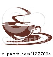 Clipart Of A Dark Brown And White Steamy Coffee Cup 41 Royalty Free Vector Illustration