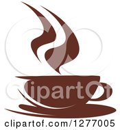 Clipart Of A Dark Brown And White Steamy Coffee Cup 42 Royalty Free Vector Illustration