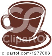Clipart Of A Dark Brown And White Coffee Cup Royalty Free Vector Illustration