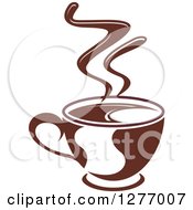 Clipart Of A Dark Brown And White Steamy Coffee Cup 30 Royalty Free Vector Illustration