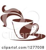 Clipart Of A Dark Brown And White Steamy Coffee Cup 31 Royalty Free Vector Illustration