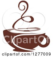 Clipart Of A Dark Brown And White Steamy Coffee Cup 32 Royalty Free Vector Illustration