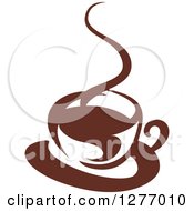 Clipart Of A Dark Brown And White Steamy Coffee Cup 33 Royalty Free Vector Illustration
