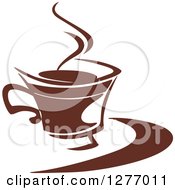 Clipart Of A Dark Brown And White Steamy Coffee Cup 34 Royalty Free Vector Illustration