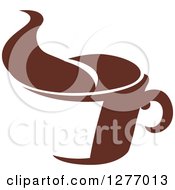 Clipart Of A Dark Brown And White Steamy Coffee Cup 36 Royalty Free Vector Illustration