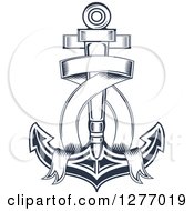 Clipart Of A Navy Blue Nautical Anchor And Banner 11 Royalty Free Vector Illustration