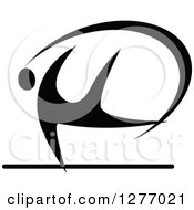 Clipart Of A Black And White Gymnast On A Pommel Horse Royalty Free Vector Illustration