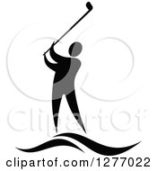 Clipart Of A Black And White Male Golfer Royalty Free Vector Illustration