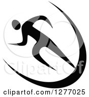 Clipart Of A Black And White Man Sprinting Royalty Free Vector Illustration
