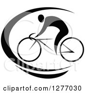 Poster, Art Print Of Black And White Cyclist And Swoosh