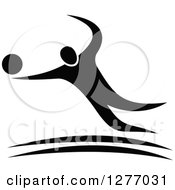 Clipart Of A Black And White Volleyball Player In Action Royalty Free Vector Illustration