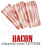 Clipart Of Strips Of Bacon Over Red Text Royalty Free Vector Illustration