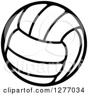 Clipart Of A Simple Black And White Volleyball Royalty Free Vector Illustration