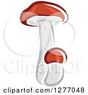 Clipart Of Tall White And Brown Mushrooms Royalty Free Vector Illustration