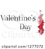 Poster, Art Print Of Woman In A Red Dress And Valentines Day Text