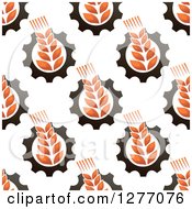 Poster, Art Print Of Seamless Patterned Background Of Wheat And Gears