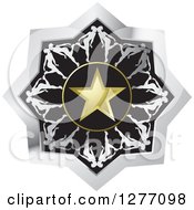 Poster, Art Print Of Silver Black And Gold Icon With Kissing People Around A Star