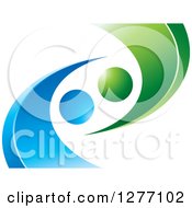 Clipart Of A Blue And Green Abstract Ecology Logo 7 Royalty Free Vector Illustration