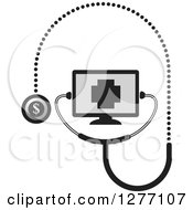 Clipart Of A Grayscale Stethoscope Connected To A Screen Royalty Free Vector Illustration by Lal Perera