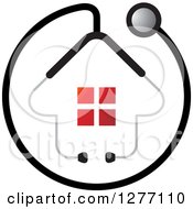 Clipart Of A Stethoscope Encircling A House With Red Windows Royalty Free Vector Illustration by Lal Perera
