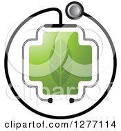 Clipart Of A Stethoscope Encircling A Plant Cross Royalty Free Vector Illustration by Lal Perera