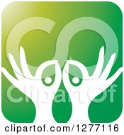 Poster, Art Print Of White Silhouetted Hands And Pills In A Green Icon