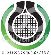 Poster, Art Print Of Green Black And White Tennis Racket Or Net Icon