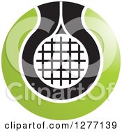 Poster, Art Print Of Green Black And White Tennis Racket Or Net Icon 2