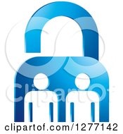 Poster, Art Print Of Blue Padlock And White People