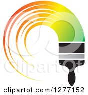 Clipart Of A Brush With A Curved Stroke Of Gradient Colorful Paint Royalty Free Vector Illustration
