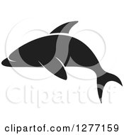Poster, Art Print Of Black And White Silhouetted Dolphin