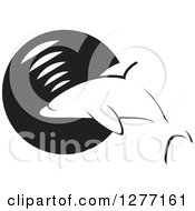 Poster, Art Print Of Black And White Dolphin Making Sounds Over A Circle