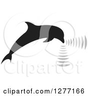 Poster, Art Print Of Black Silhouetted Dolphin Making Sounds