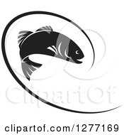 Poster, Art Print Of Black And White Leaping Fish And Line