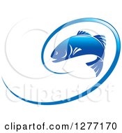 Poster, Art Print Of Blue Leaping Fish And Line