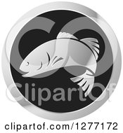 Poster, Art Print Of Shiny Silver And Black Fish Logo