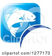 Poster, Art Print Of Square Blue And White Fish Icon