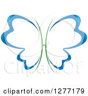 Poster, Art Print Of Blue And Green Butterfly With Open Dental Tooth Shaped Wings