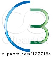 Clipart Of A Green And Blue Abstract CB Design Royalty Free Vector Illustration